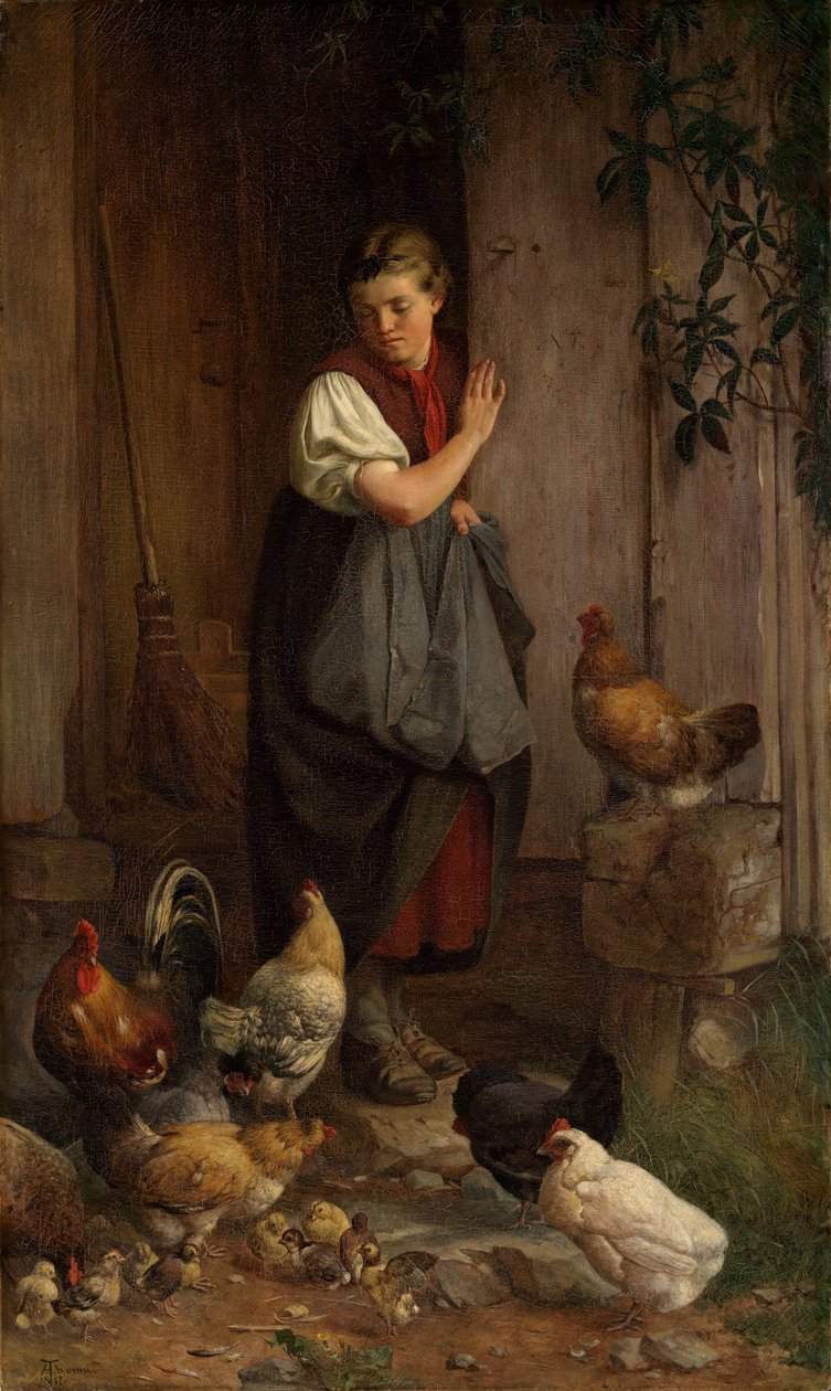 Hühnerfütterung von Hans Thoma