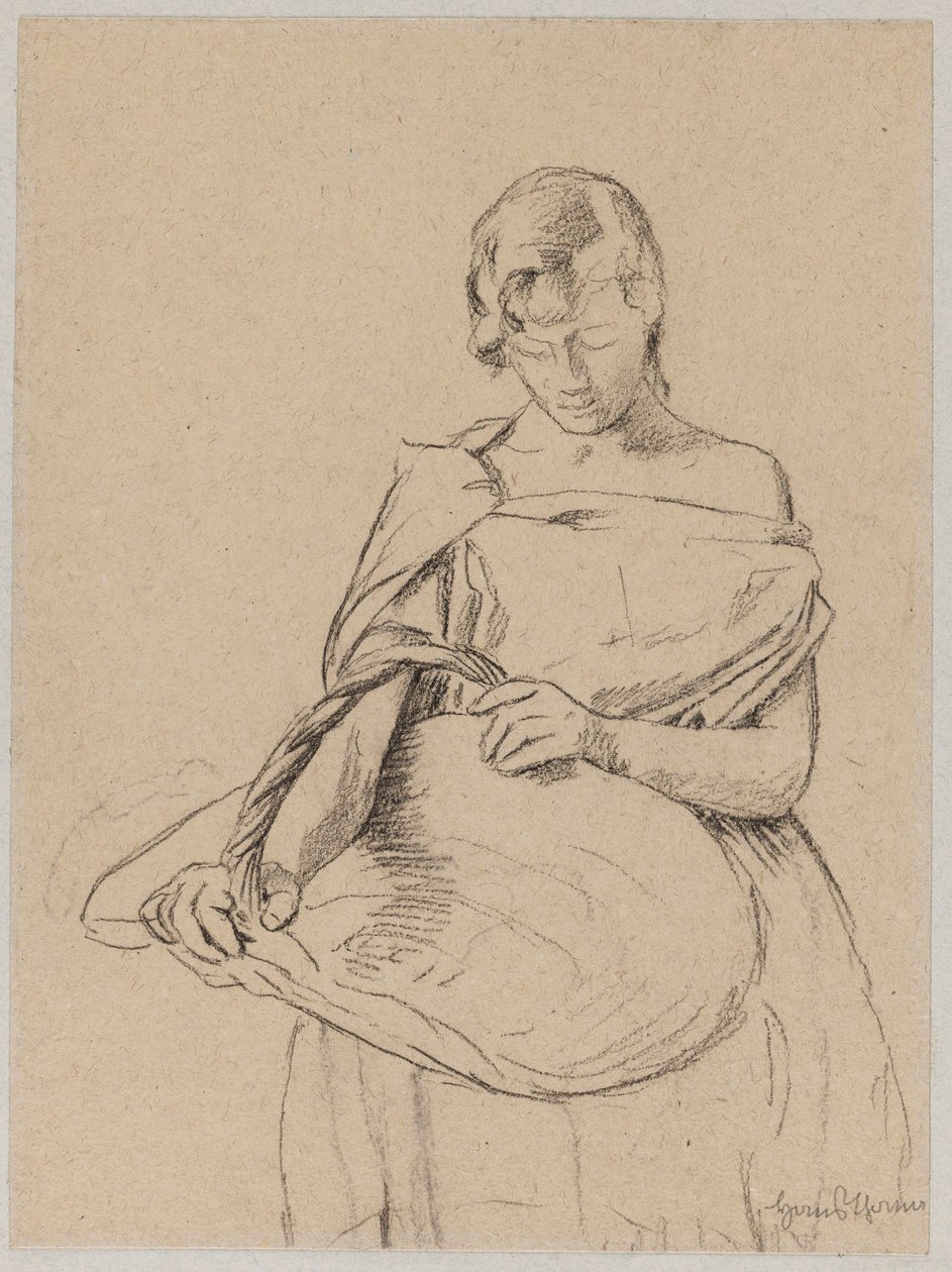 Junge Frau mit einem Korb von Hans Thoma