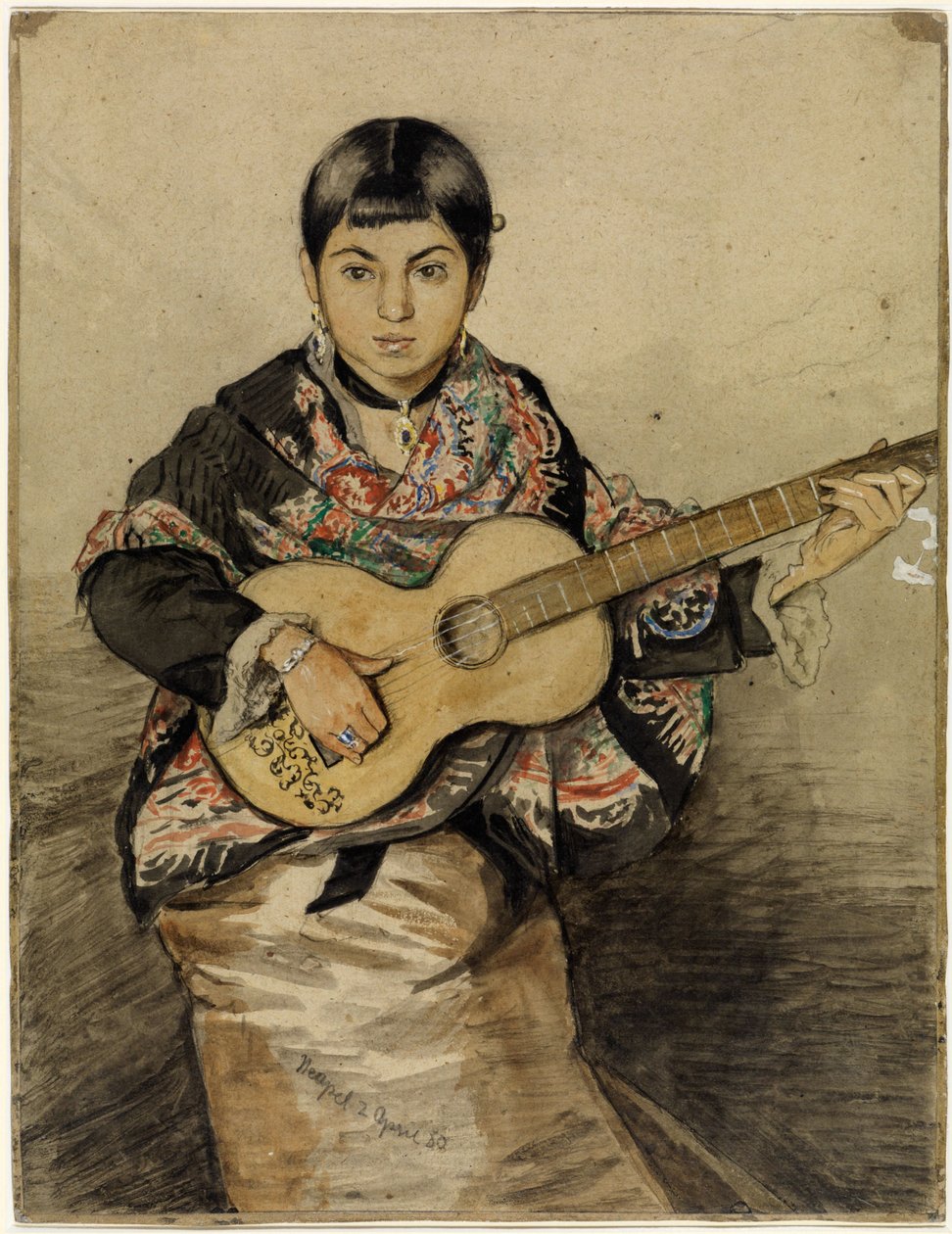 Neapolitanerin mit Gitarre von Hans Thoma
