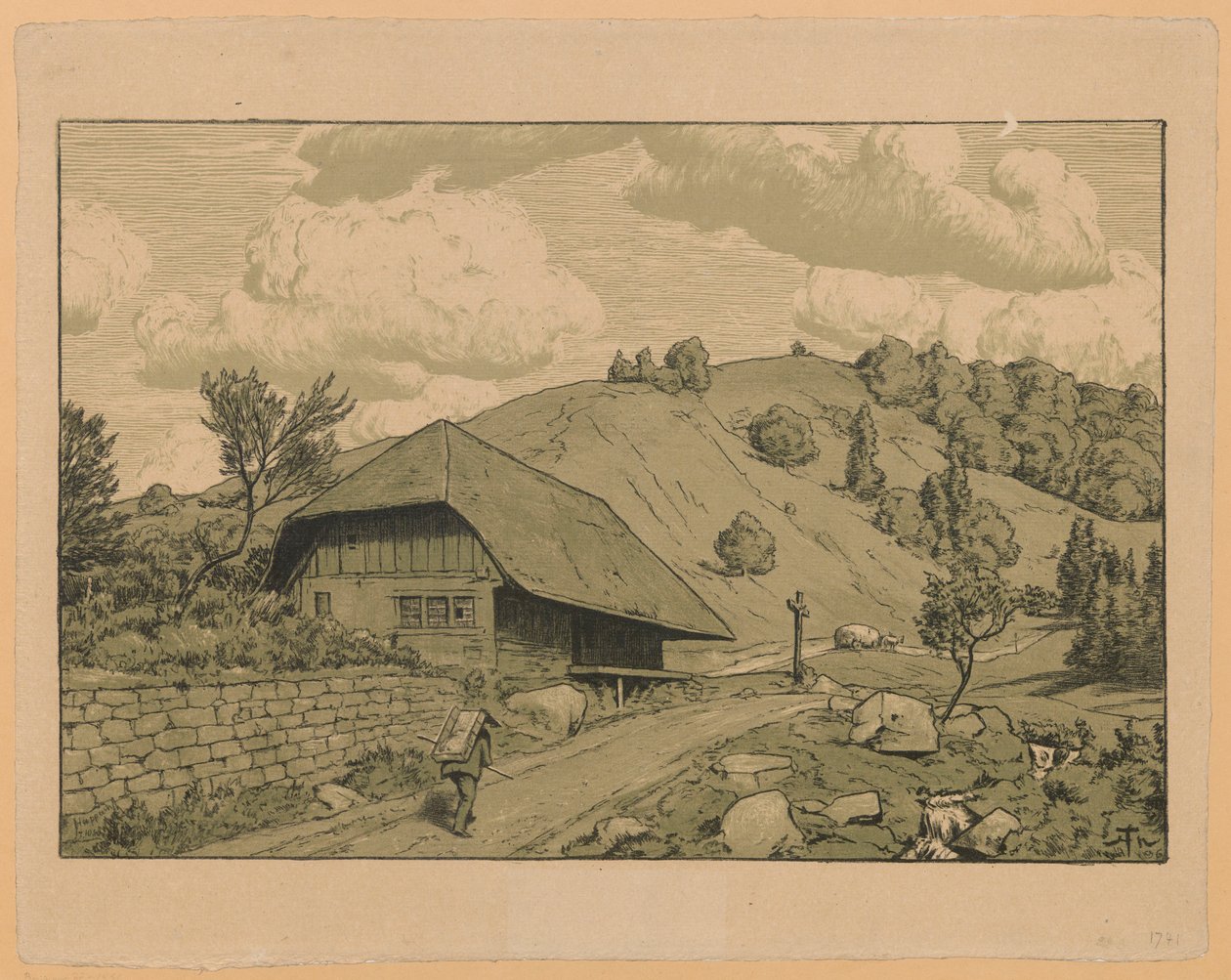 Landschaft mit Wanderer aus der Umgebung von Happach im Schwarzwald von Hans Thoma