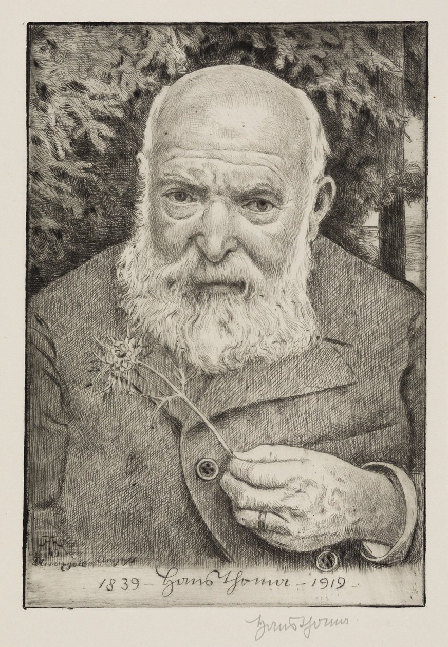Selbstbildnis VI mit Blume von Hans Thoma