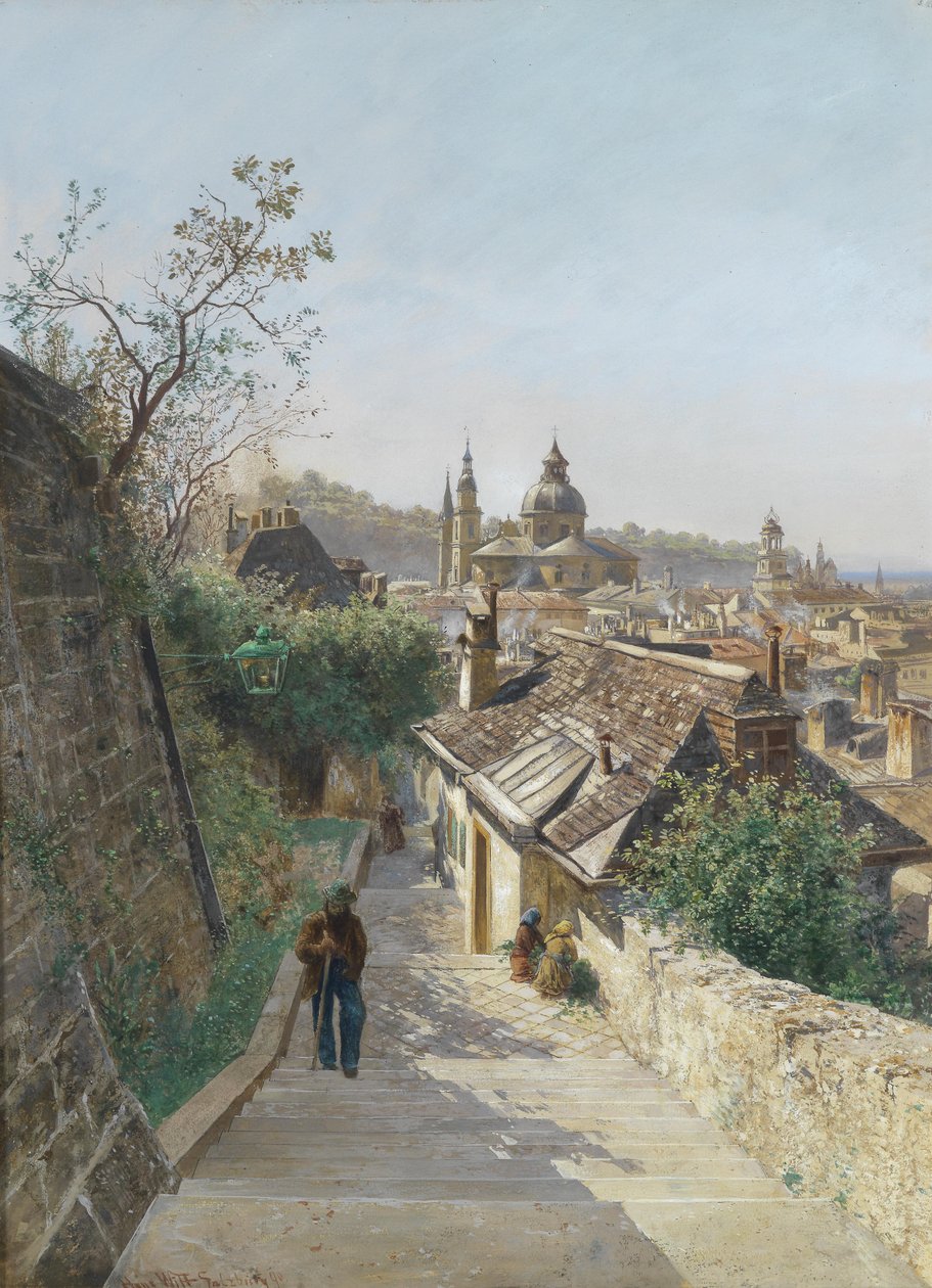 Blick auf die Salzburger Altstadt von der Nonnbergstiege aus gesehen von Hans Witt