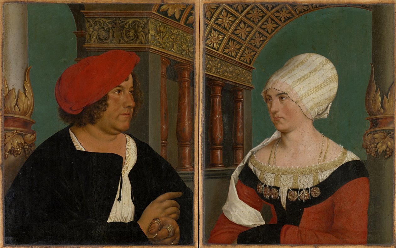 Doppelporträt des Basler Bürgermeisters Jacob Meyer zum Hasen und seiner Frau Dorothea Kannengiesser, 1516 von Hans after Holbein the Younger