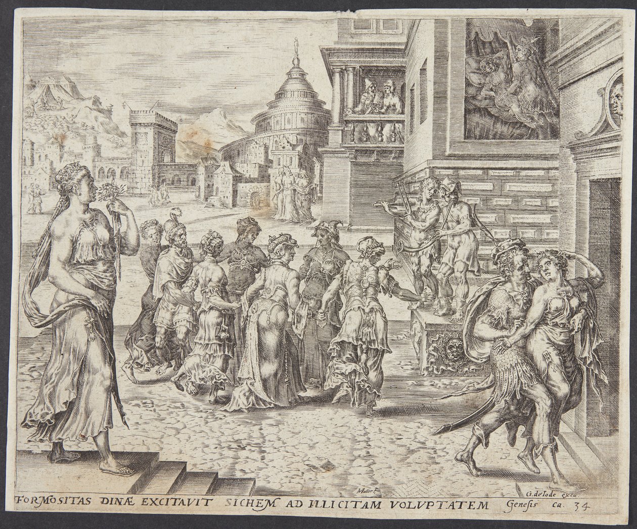 Dinah geht hinaus und wird von Sichem verführt von Harmen Jansz. Muller