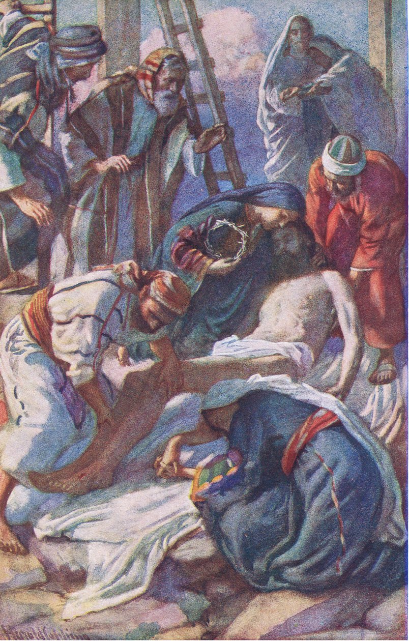 Am Kreuz, Illustration aus Harold Copping Bilder: Die Kronen-Serie, ca. 1920er von Harold Copping