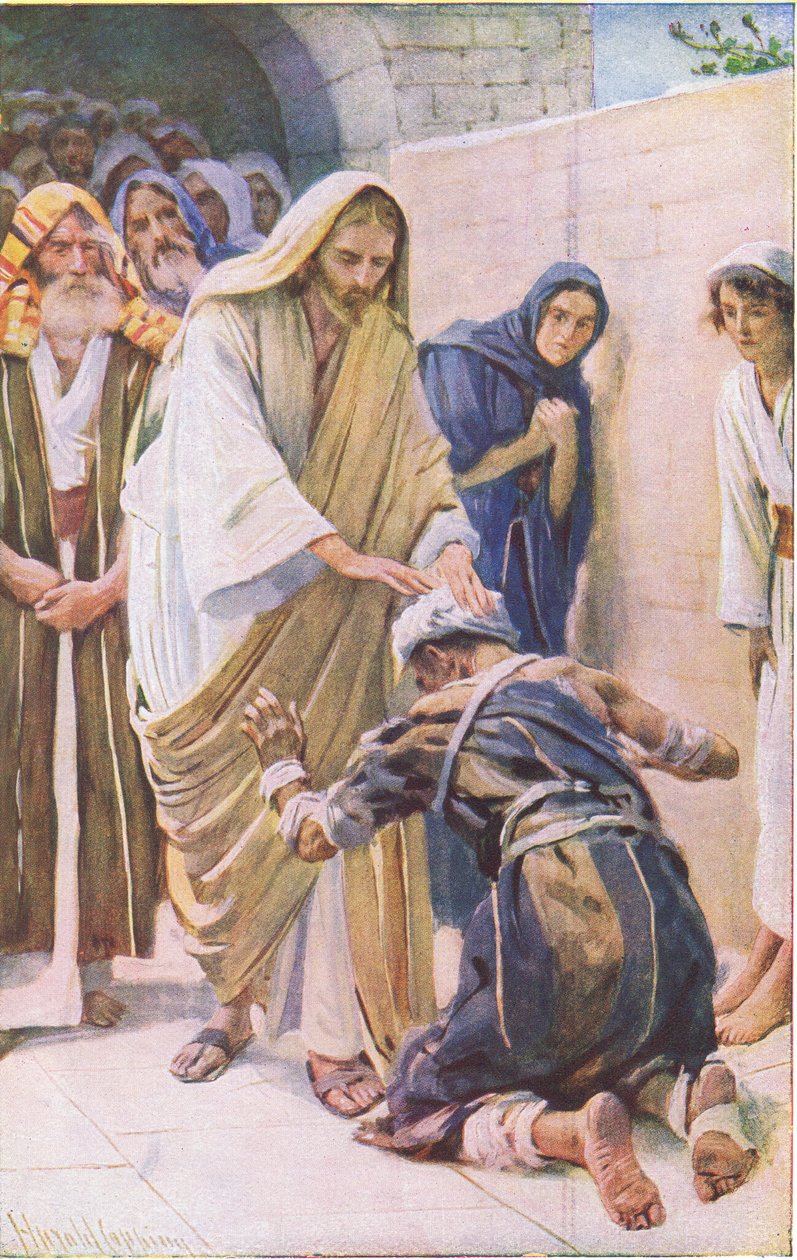 Die Heilung des Aussätzigen, Illustration aus Harold Copping Pictures: The Crown Series, ca. 1920er Jahre von Harold Copping