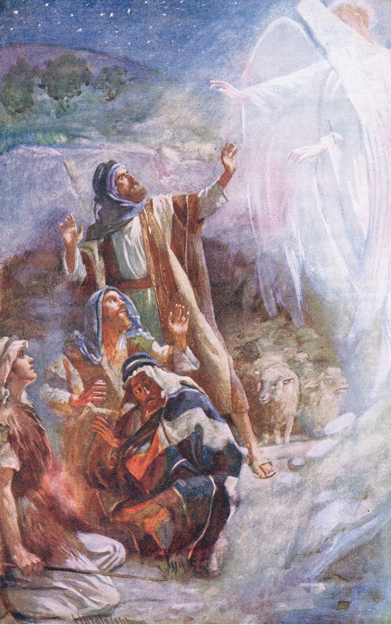 Die Hirten von Bethlehem, Illustration aus Harold Copping Bilder: Die Kronenserie, ca. 1920er Jahre von Harold Copping