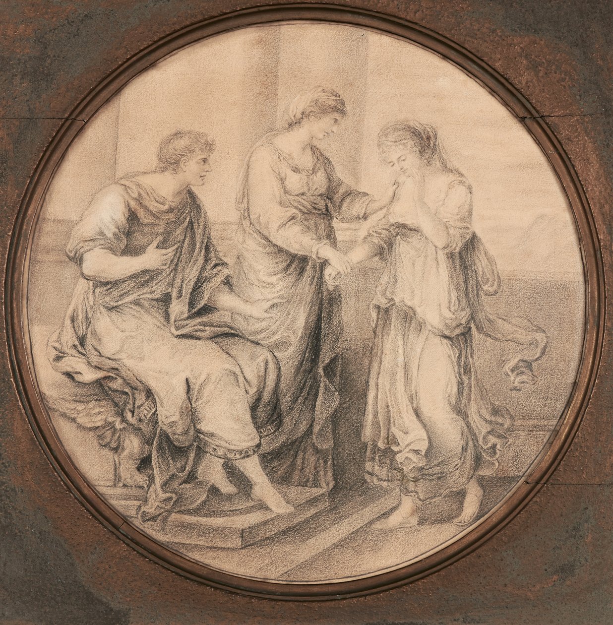 Eines von zwei klassischen Bildern nach Angelica Kauffmann von Harriet Todd