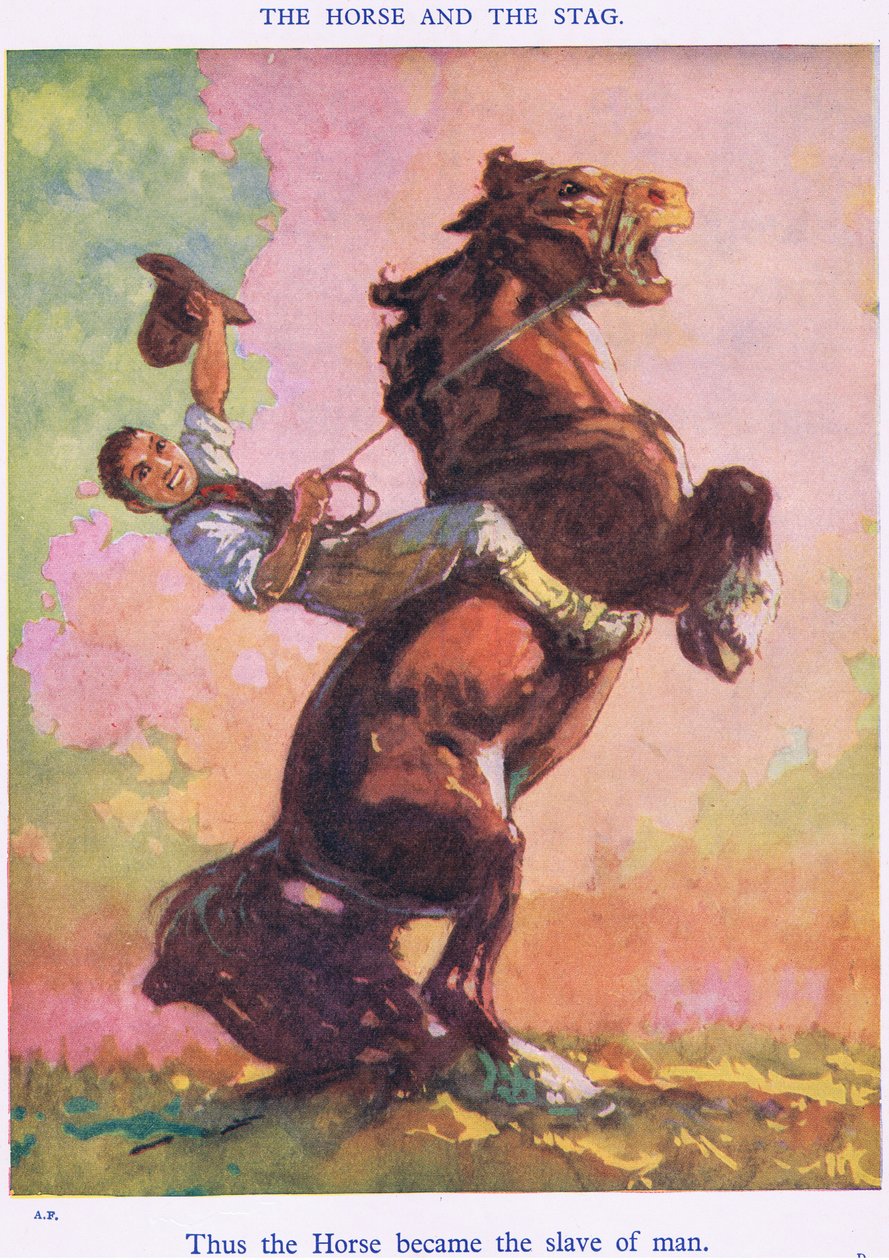 So wurde das Pferd zum Sklaven des Menschen (aus Das Pferd und der Hirsch) von Harry (1878 1950) Rountree