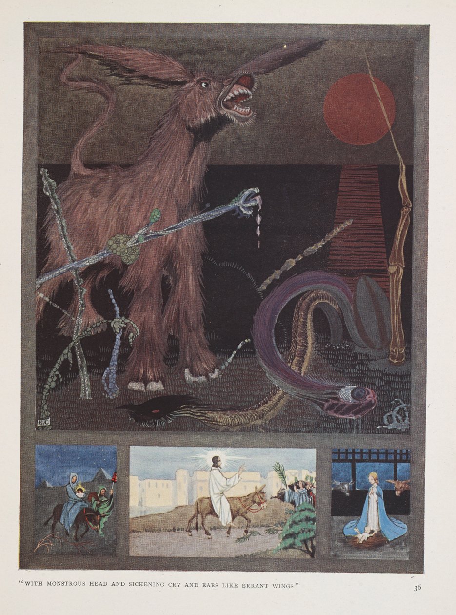 Der Esel. "Mit monströsem Kopf und krankhaftem Schrei und Ohren wie irrende Flügel" von Harry Clarke