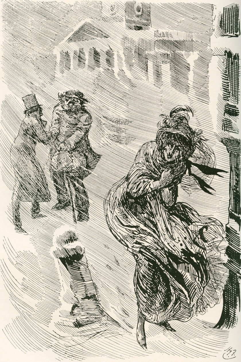 Martha die Wanderin. Illustration von Harry Furniss für den Charles Dickens Roman David Copperfield, aus der Testimonial Edition, veröffentlicht 1910. von Harry Furniss