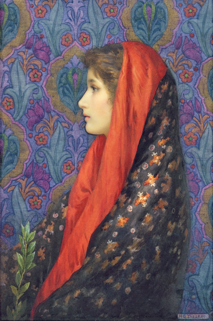 Dame mit einem Schal von Harry George Theaker