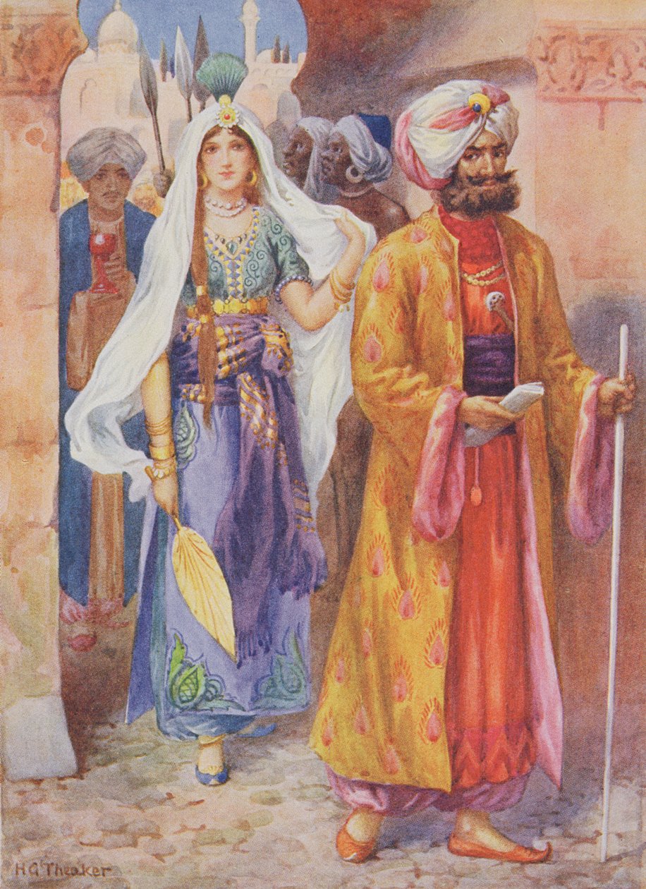 Sindbad bringt Geschenke zum Kalifen, Illustration aus 