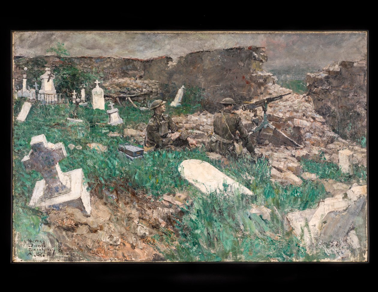 Maschinengewehrstellung, ca. 1918 von Harvey T. Dunn