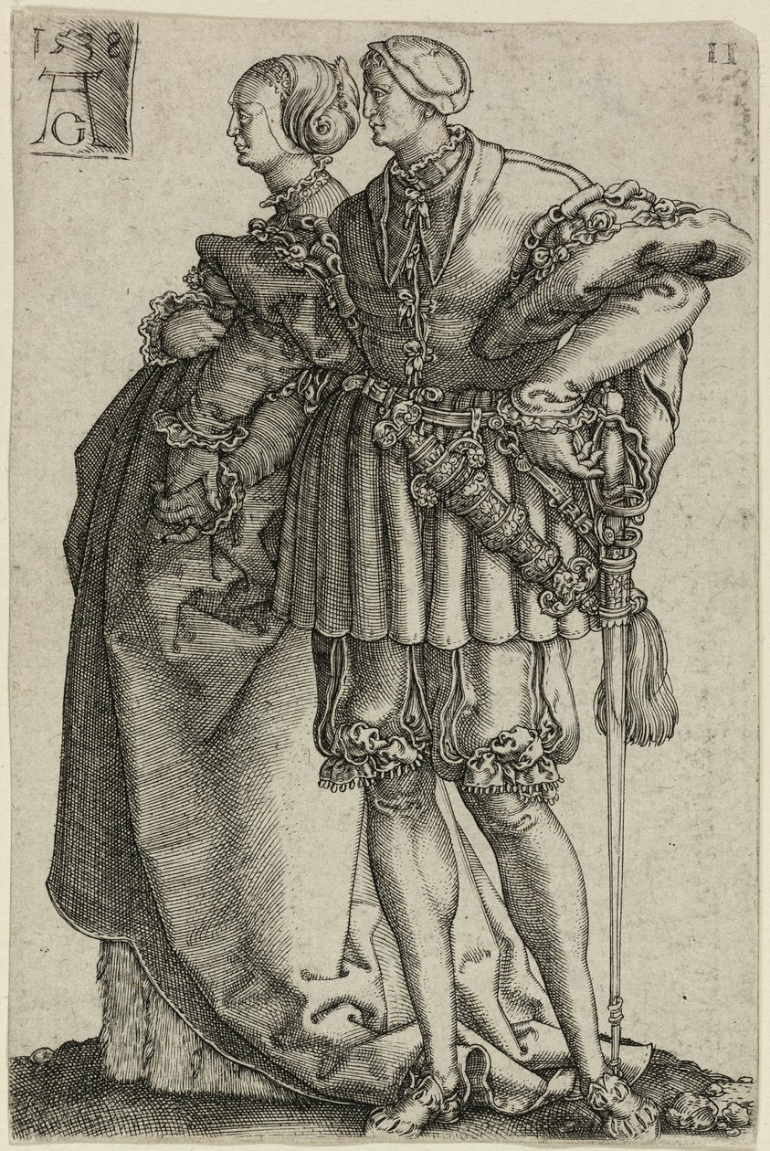 Tanzendes Paar, Blatt elf aus Die großen Hochzeitstänzer von Heinrich Aldegrever