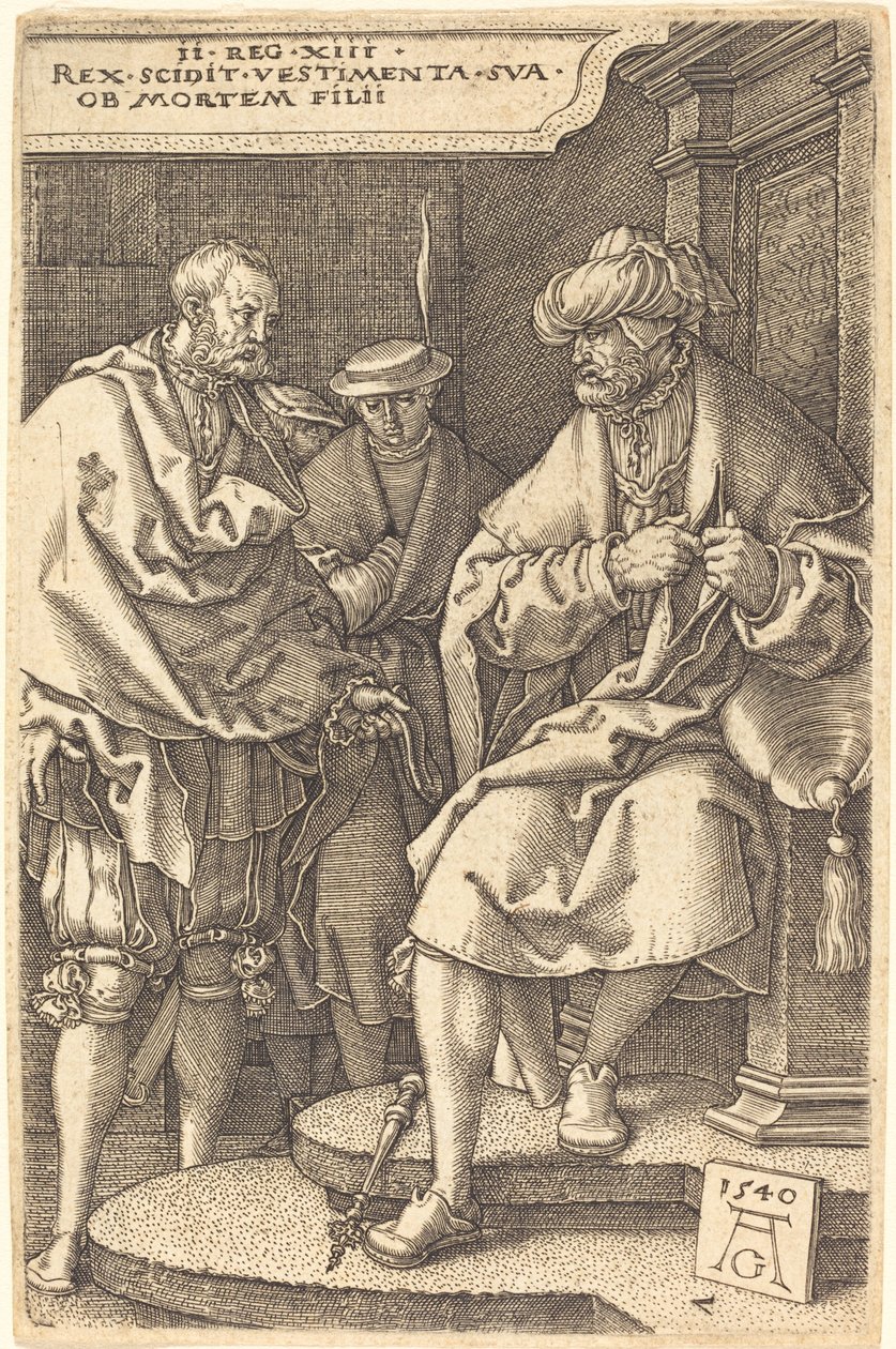 David legt seine Gewänder ab bei der Nachricht vom Tod seines Sohnes, 1540 von Heinrich Aldegrever