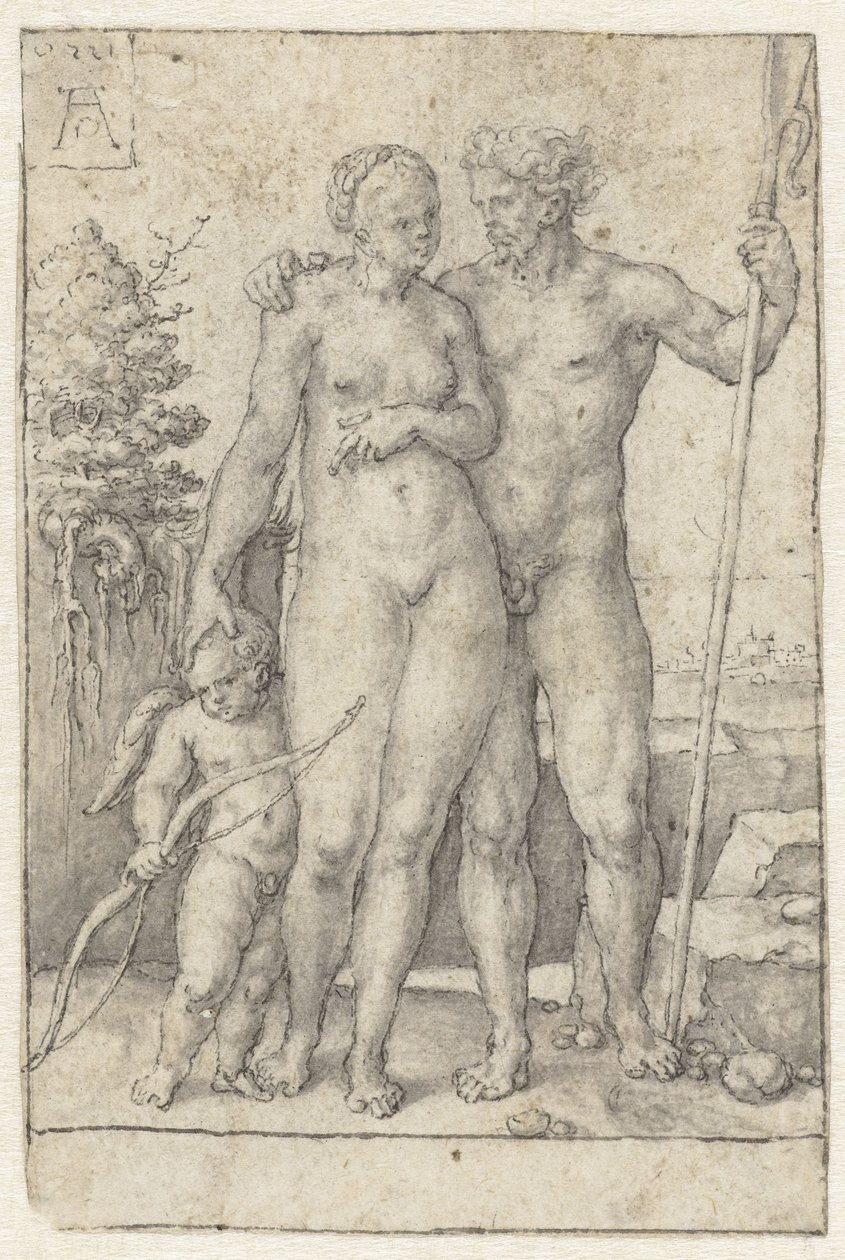 Paris, Oenone und Cupido von Heinrich Aldegrever