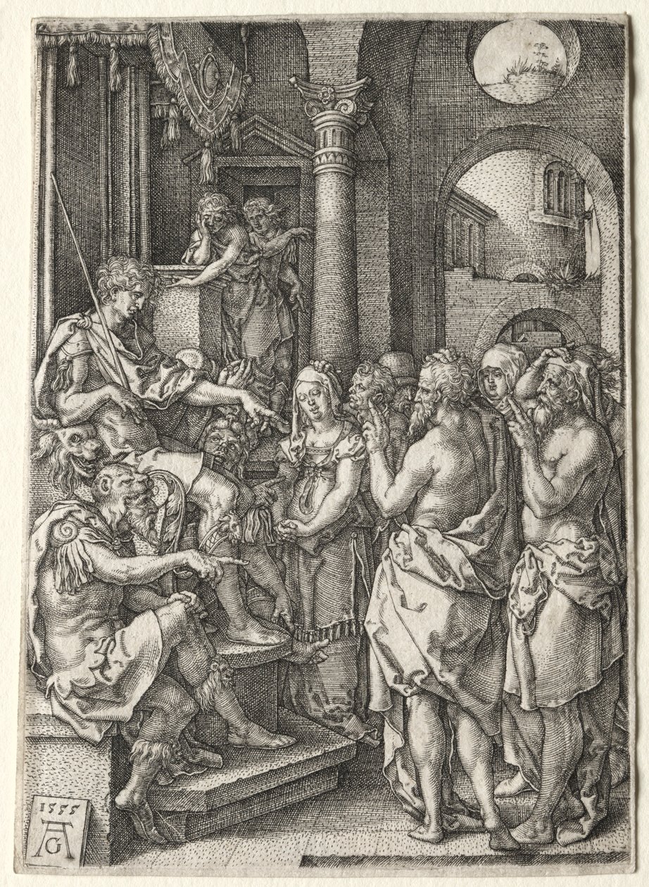 Die Geschichte von Susanna: Susanna der Ehebruch beschuldigt, 1555 von Heinrich Aldegrever