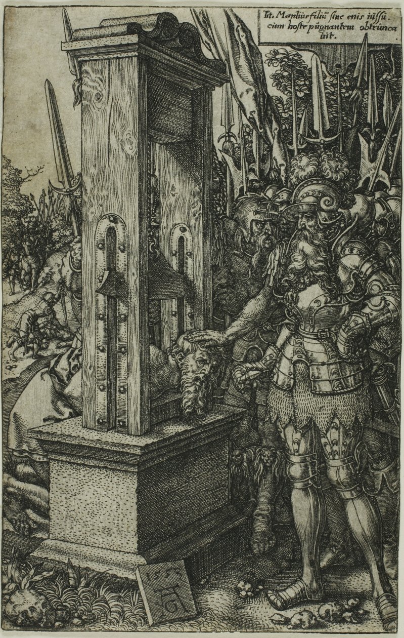 Titus Manlius enthauptet seinen Sohn von Heinrich Aldegrever