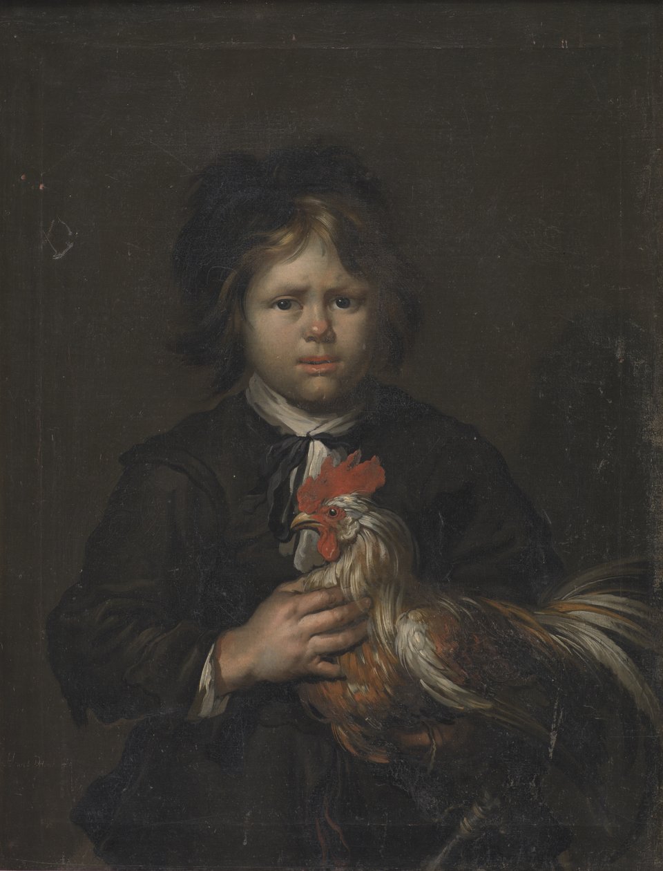 Ein Bauernjunge mit einem Hahn von Heinrich Dittmers