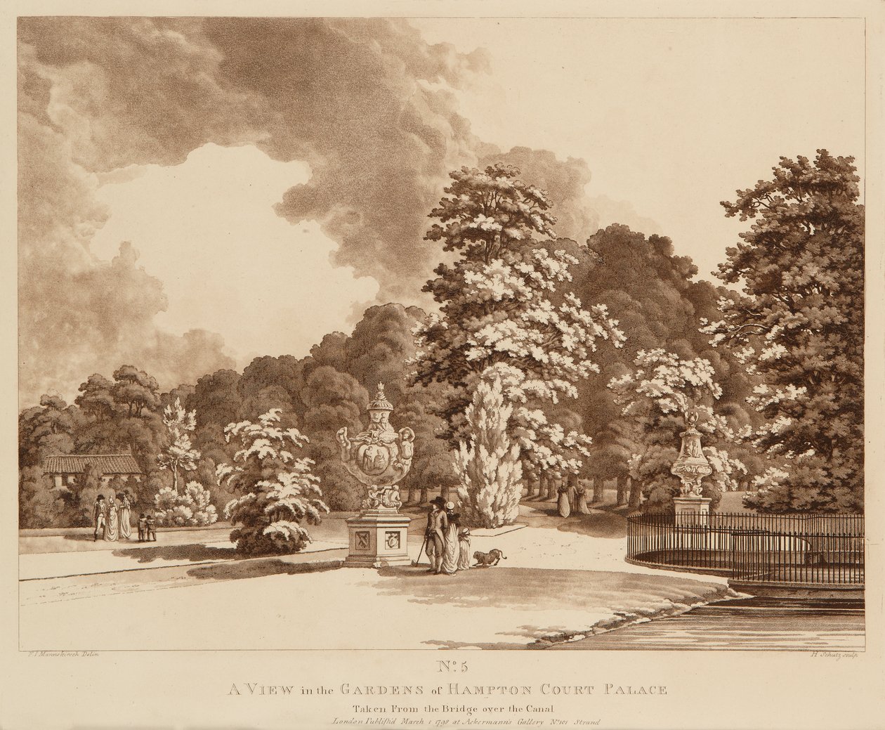 Ansicht der Gärten des Hampton Court Palace von Heinrich Joseph Schuz