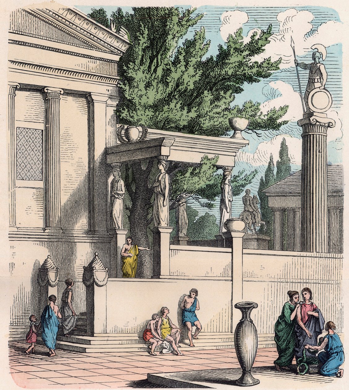 Antikes Griechenland: Der heilige Olivenbaum auf der Akropolis in Athen von Heinrich Leutemann