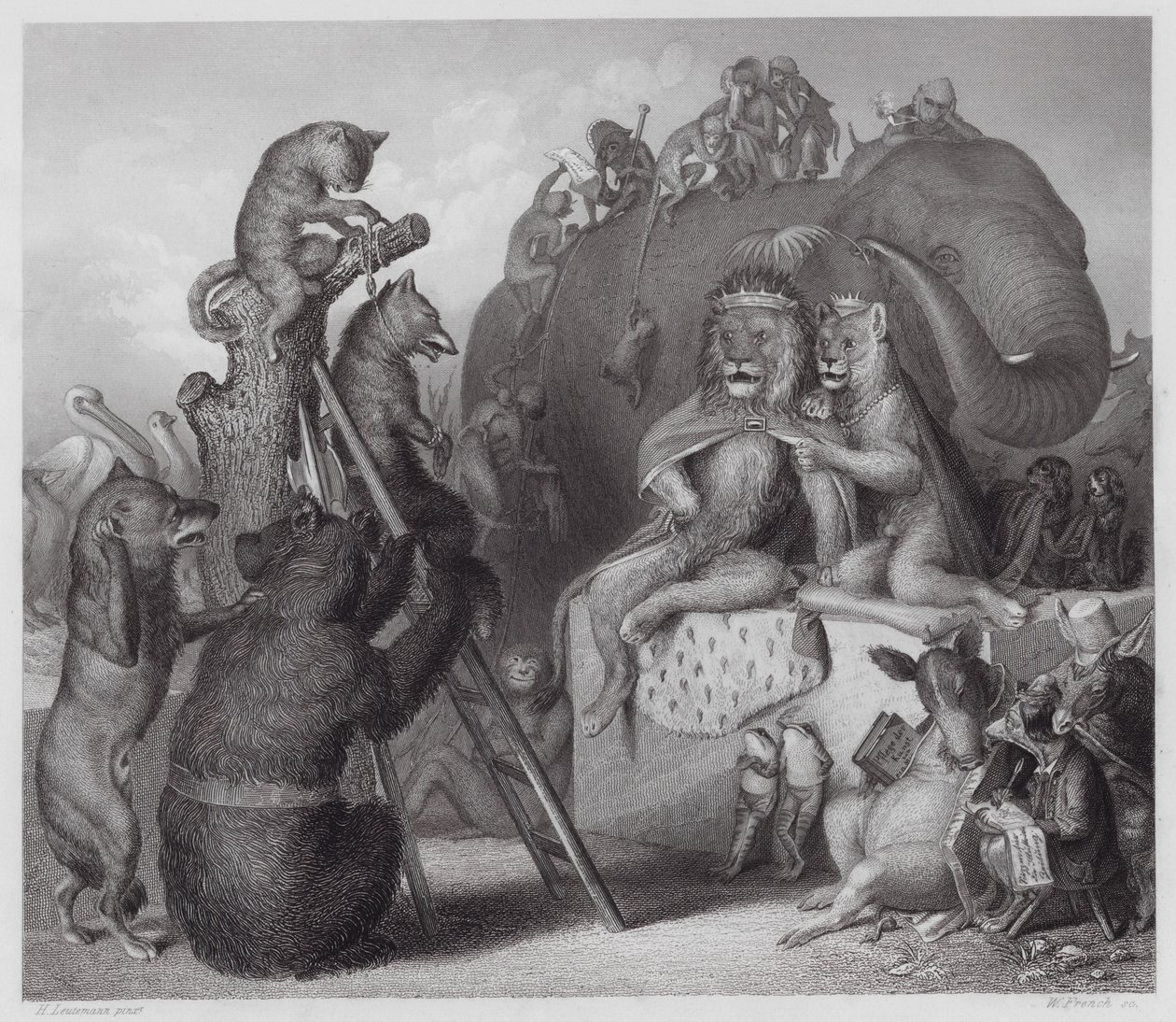 Reineke der Fuchs: Reineke am Hinrichtungsort (Gravur) von Heinrich Leutemann