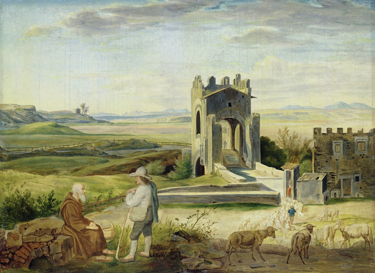 Landschaft in der Campagna nahe der Nomentano-Brücke von Heinrich Maria von Hess
