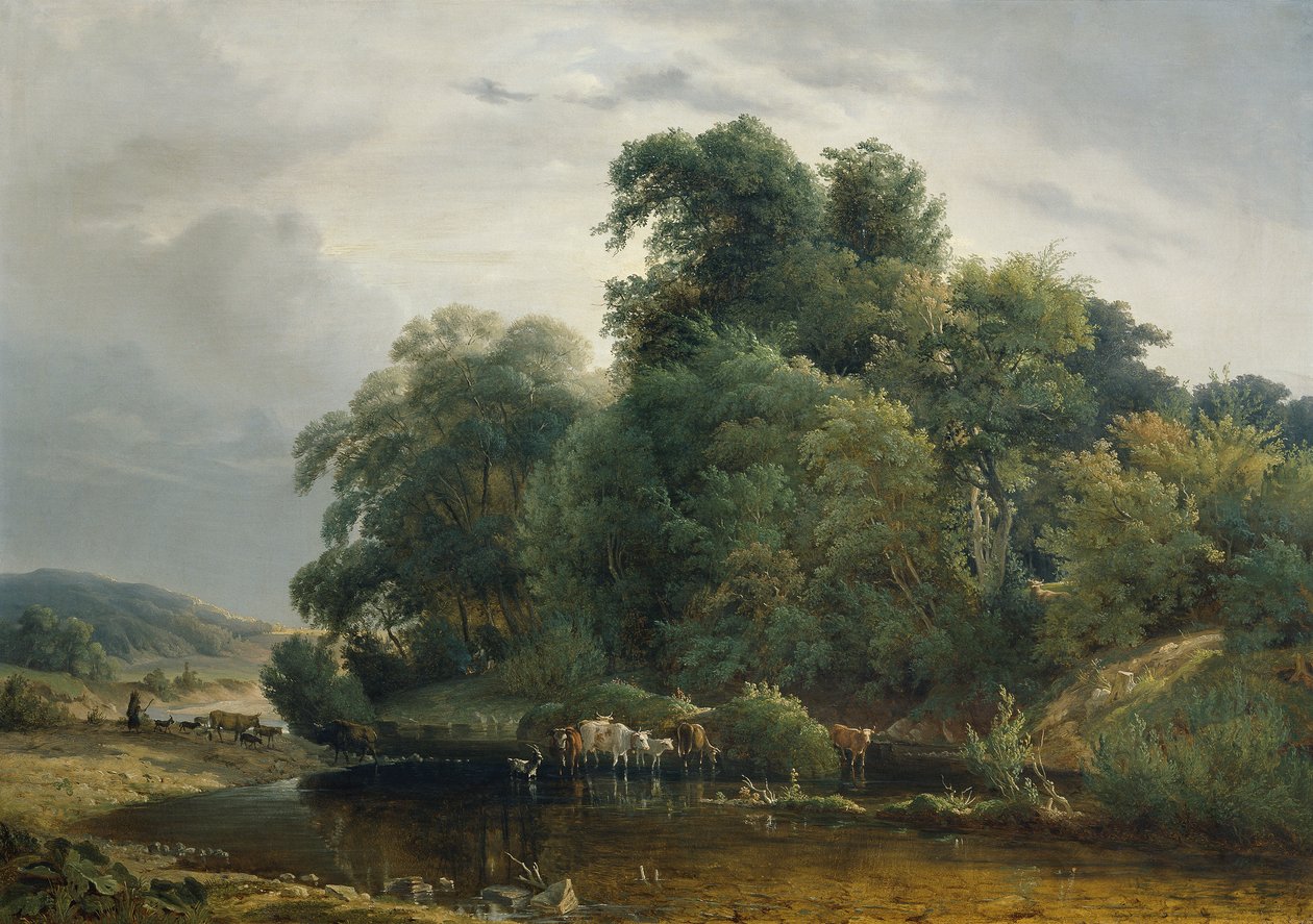 Landschaft mit Viehherde und Hirtin von Heinrich Peyer