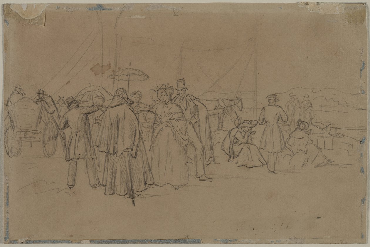 Passagiere für den Rhein-Dampfer recto Passagiere für den Rhein-Dampfer verso von Heinrich von Mayr