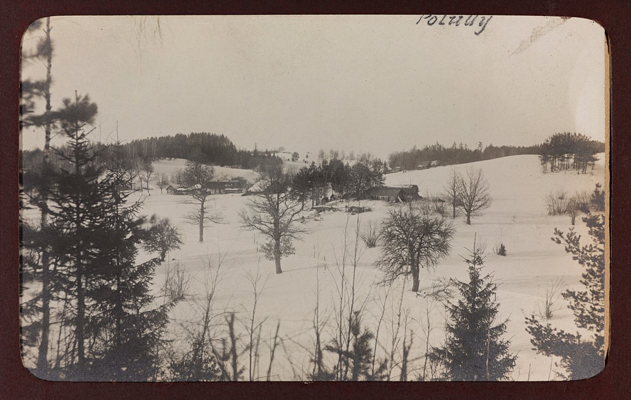 Erster Weltkrieg: die Ukraine in den Jahren 1914-1916 während der Invasion der deutschen Armee. Ansicht mit Schnee (s/w Foto) von Heldenfriedhof Dsessentniki (attr. to)