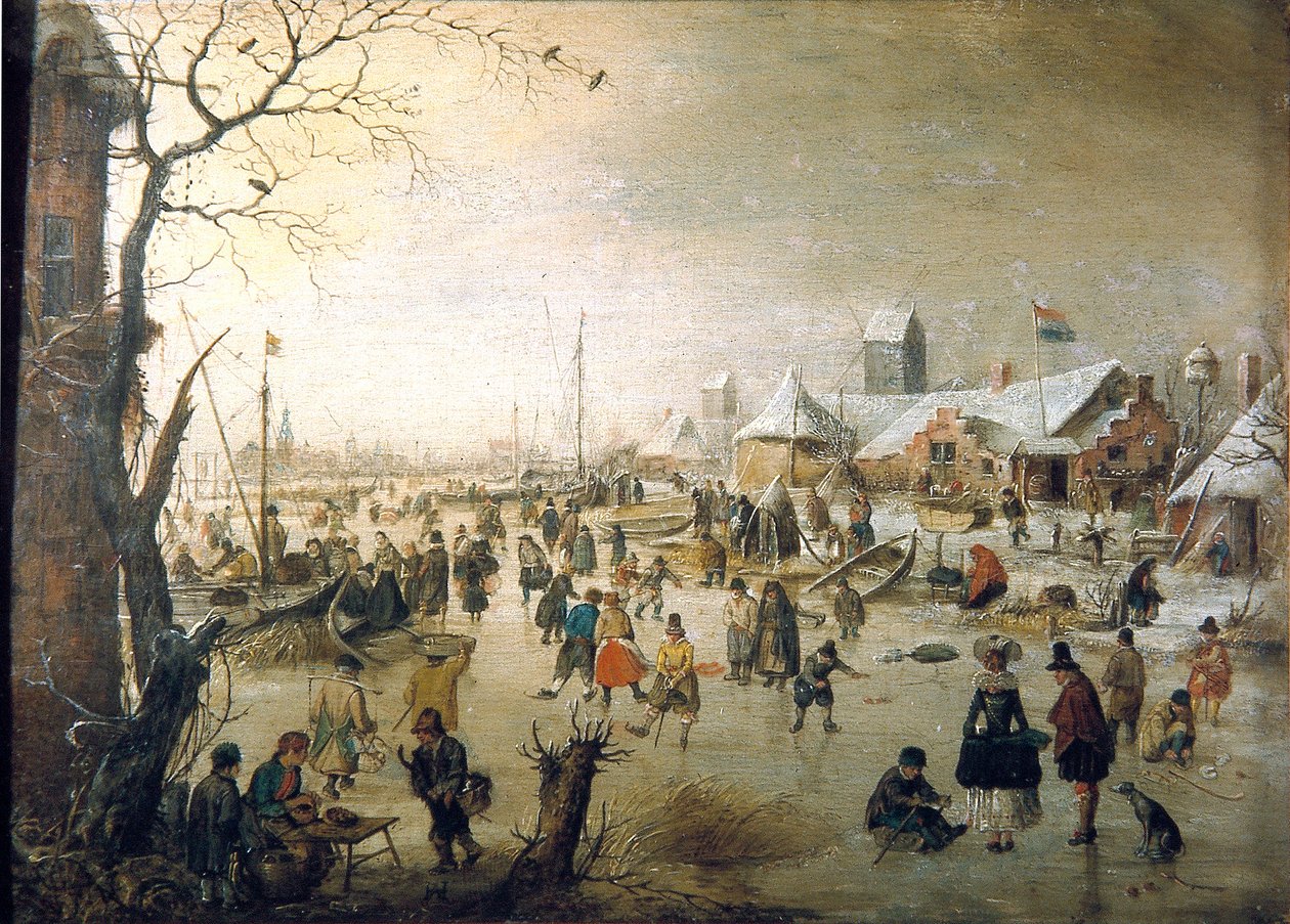Winterlandschaft mit Schlittschuhläufern von Hendrick Avercamp
