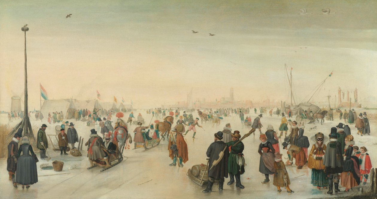 Genießen des Eises in der Nähe einer Stadt von Hendrick Avercamp