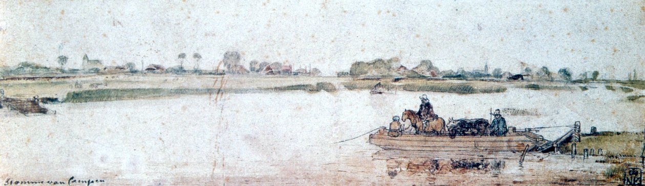 Flusslandschaft mit Seilfähre, frühes 17. Jahrhundert von Hendrick Avercamp