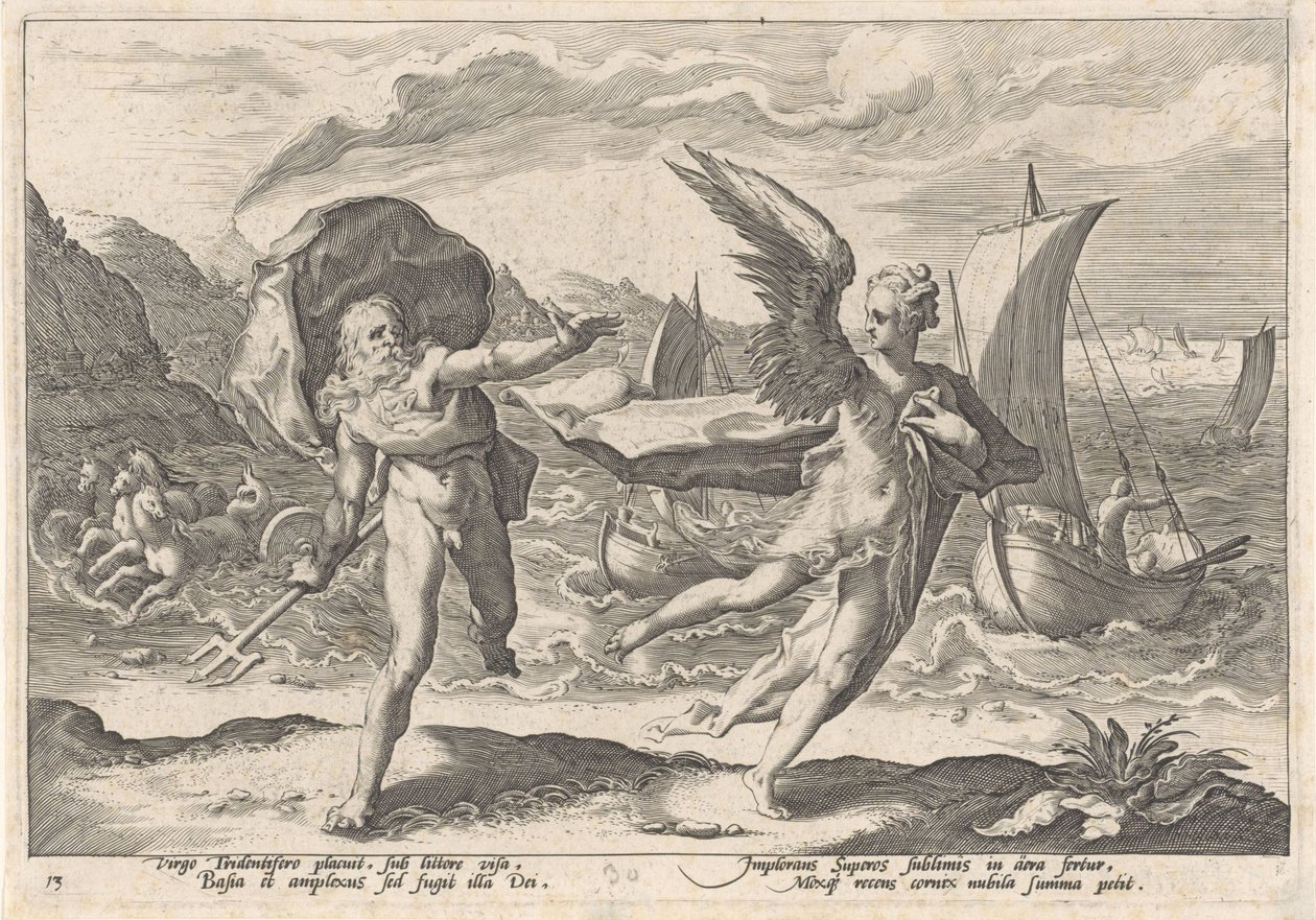 Coronis verwandelt sich in eine Krähe von Hendrick Goltzius (workshop of)