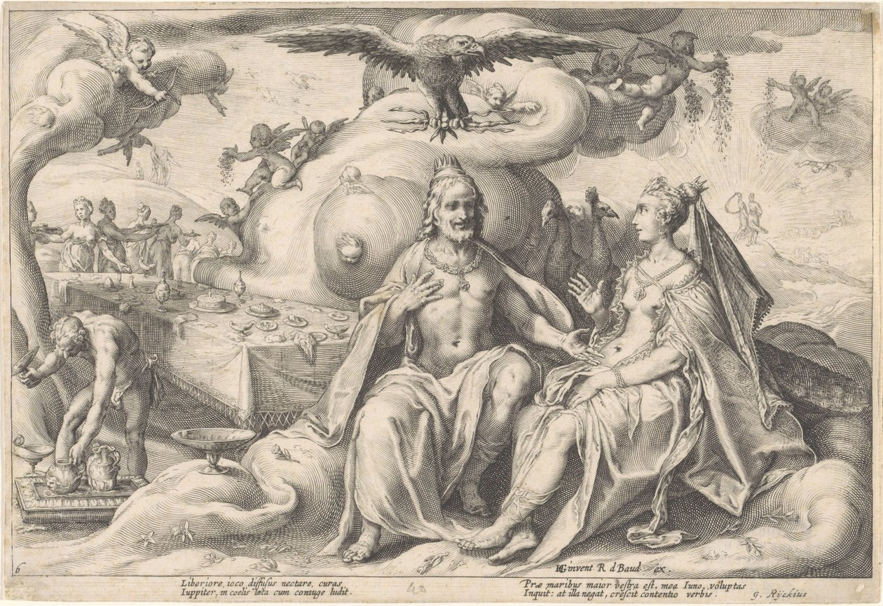 Diskussion zwischen Jupiter und Juno von Hendrick Goltzius (workshop of)