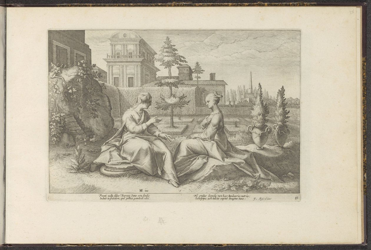 Juno nähert sich Semele in der Gestalt von Beroë von Hendrick Goltzius (workshop of)