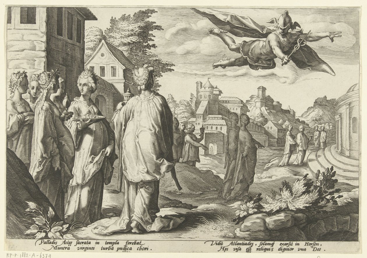 Mercurius verliebt sich in Herse von Hendrick Goltzius (workshop of)