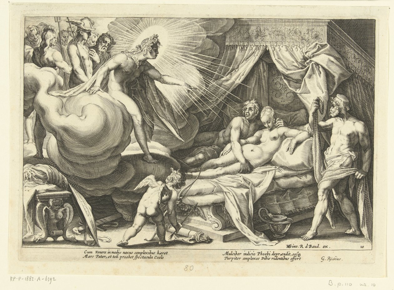 Venus und Mars von Apollo überrascht (Ovids Metamorphosen) von Hendrick Goltzius (workshop of)