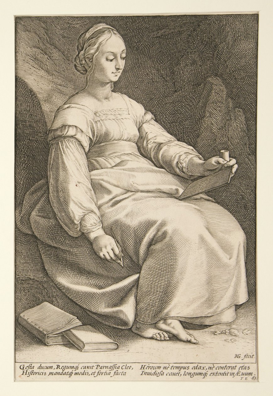 Clio, Platte 4 aus der Serie Die neun Musen von Hendrick Goltzius