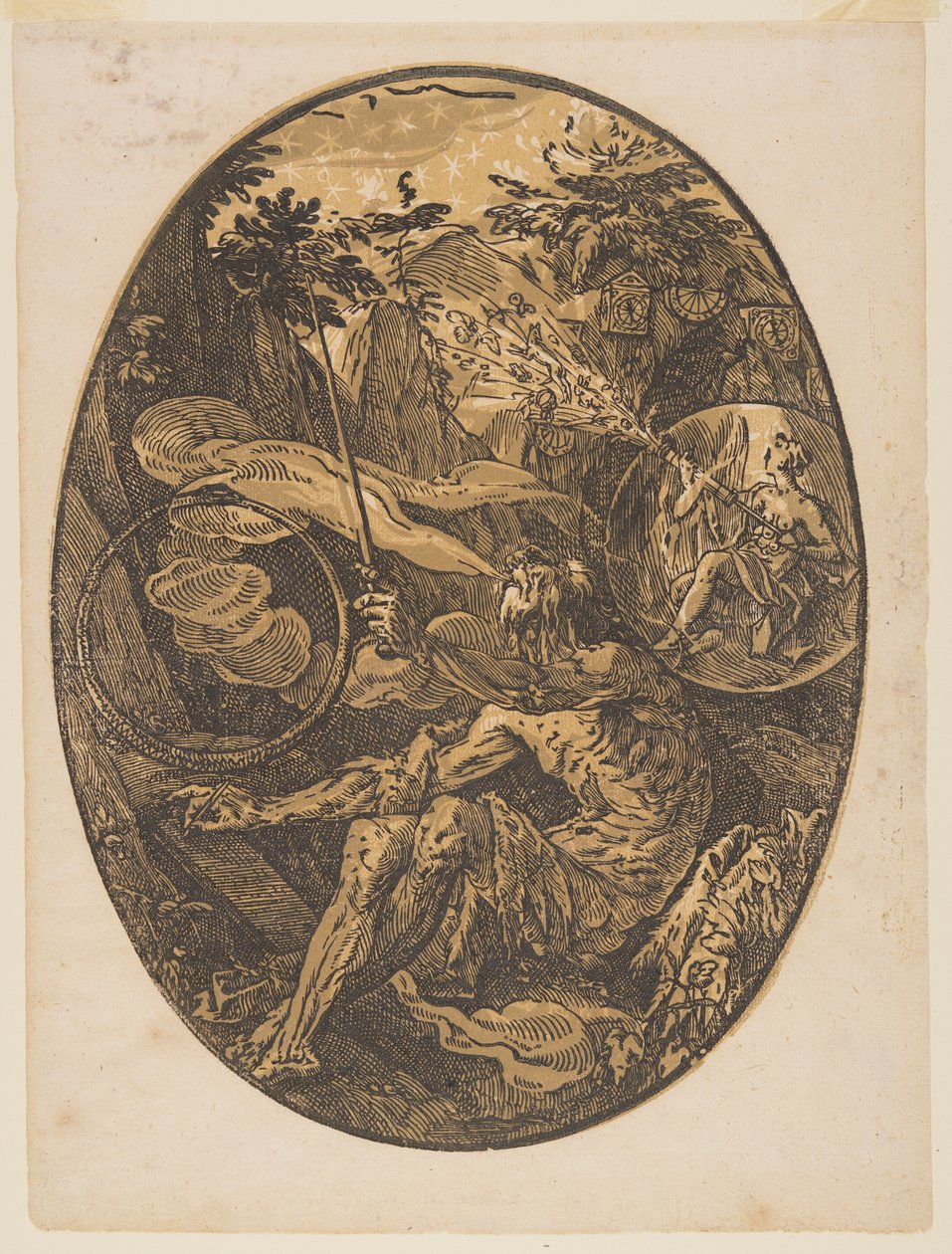 Demogorgon in der Höhle der Ewigkeit, aus Die Gottheiten von Hendrick Goltzius