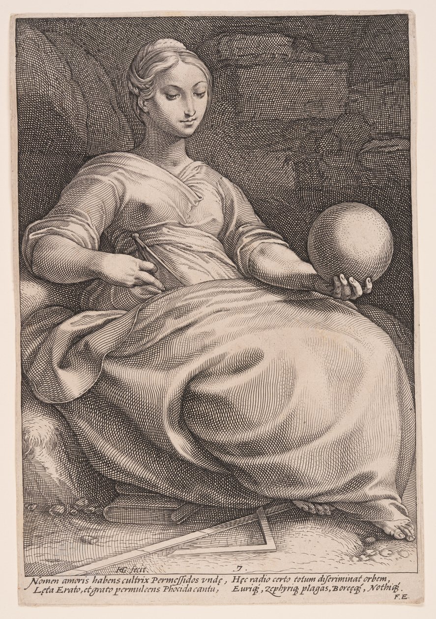 Erato, die Muse der Lyrik, aus Die neun Musen von Hendrick Goltzius