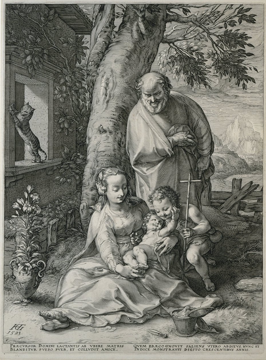 Heilige Familie mit Johannes dem Täufer von Hendrick Goltzius