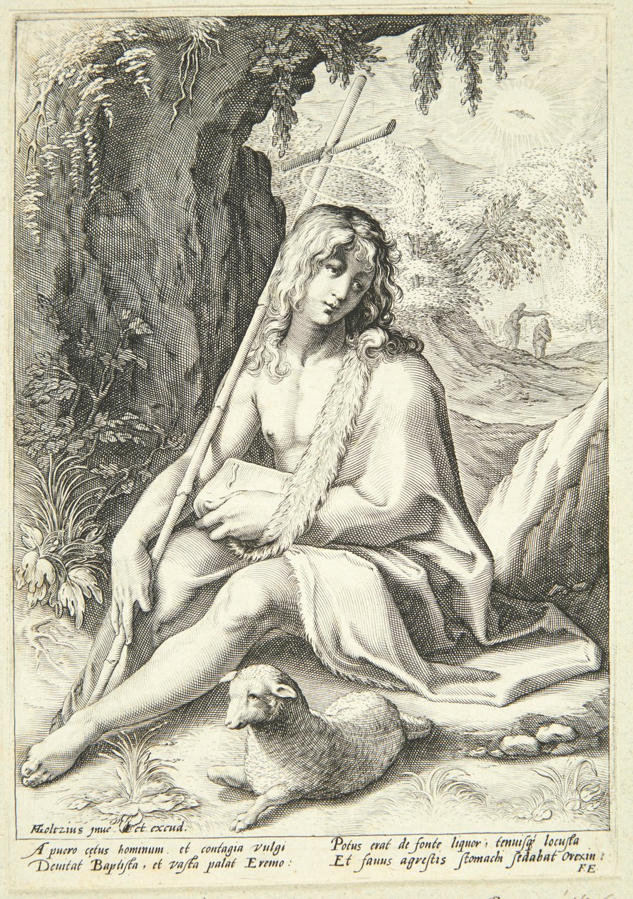 Johannes der Täufer in der Wüste von Hendrick Goltzius