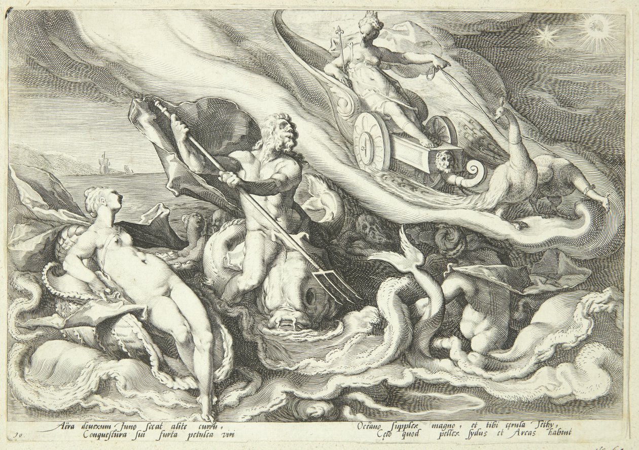 Juno beklagt sich bei Okeanos und Tethys über Kallisto von Hendrick Goltzius