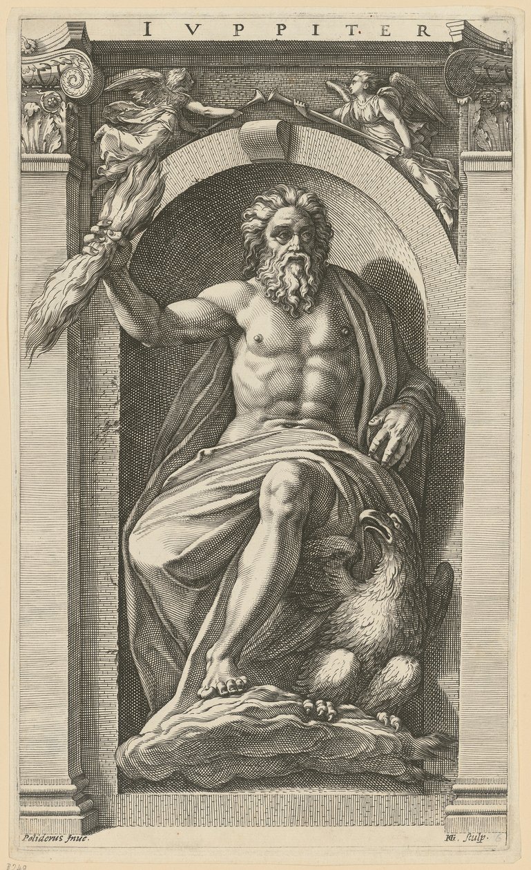 Jupiter, Blatt 6 der Folge "Acht antike Gottheiten" von Hendrick Goltzius