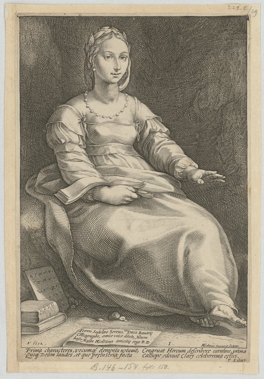 Kalliope, Blatt 1 der Folge "Neun Musen" von Hendrick Goltzius