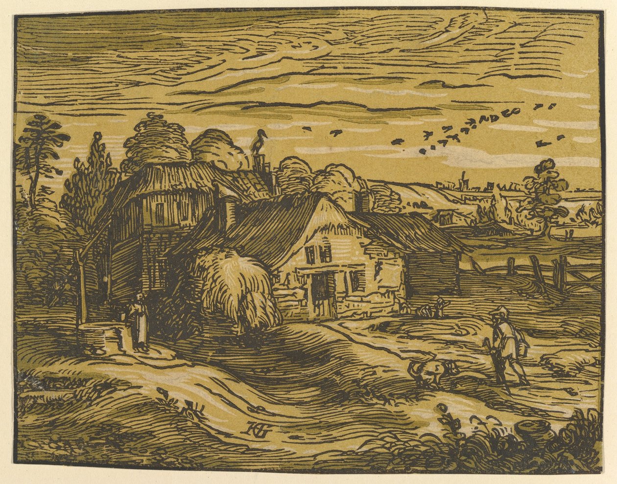 Landschaft mit Hütte von Hendrick Goltzius