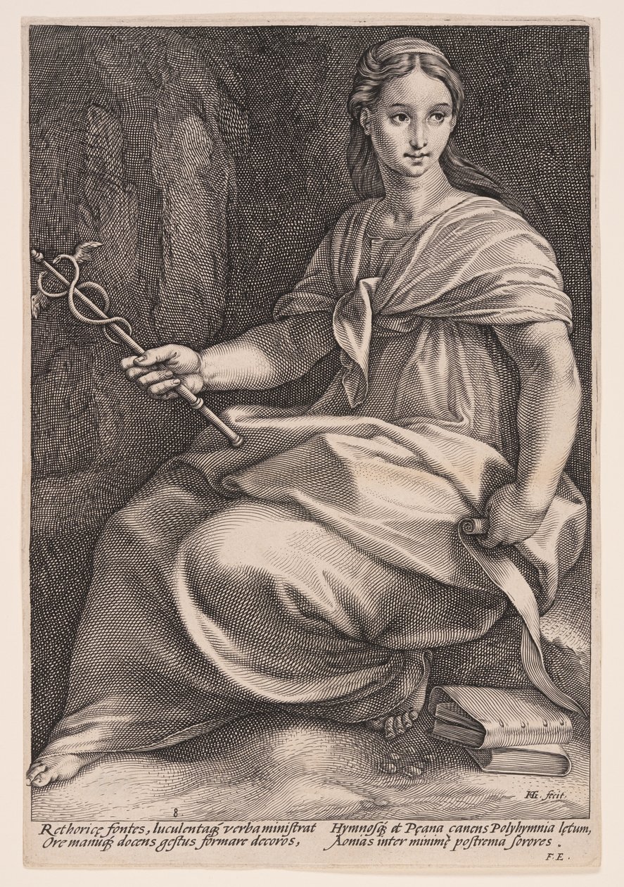 Polyhymnia, die Muse der Chordichtung, aus Die neun Musen von Hendrick Goltzius