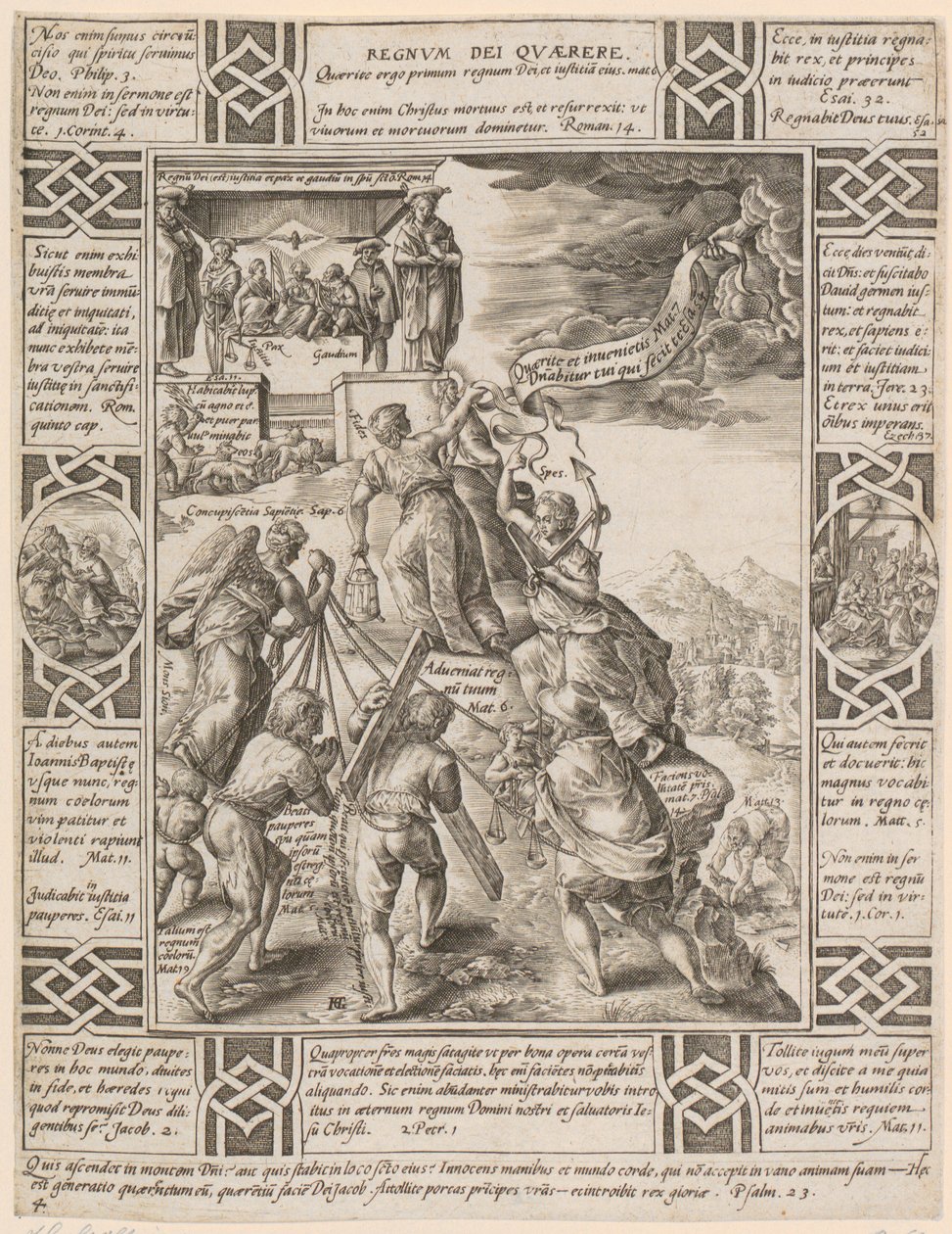 Regnum Dei quaerere, Blatt 4 der Folge "Allegorien des christlichen Glaubens" von Hendrick Goltzius